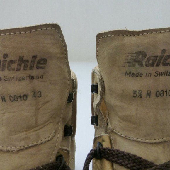 WOMENS 5.5 N Vintage RAICHLE Switzerland Leather Nubuck Hiking Boots Vibram Sole - Picture 10 of 11